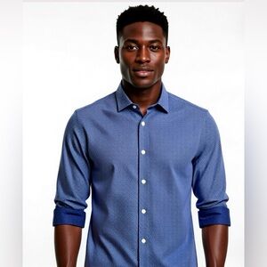 Murano Men's Navy Casual Button-Down Shirt